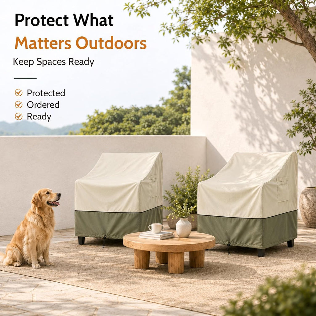 Patio Furniture Chair Covers Waterproof, 32"W x 37"D x 36"H 2 Pack | 600D Oxford, Heavy Duty, Fade & Tear Resistant