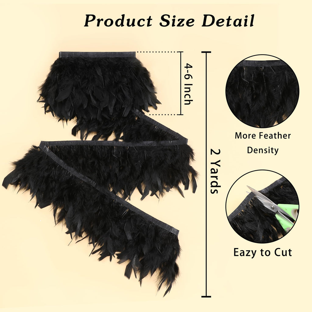 White Thicker Feathers Trim,2 Yards 4-6 Inch