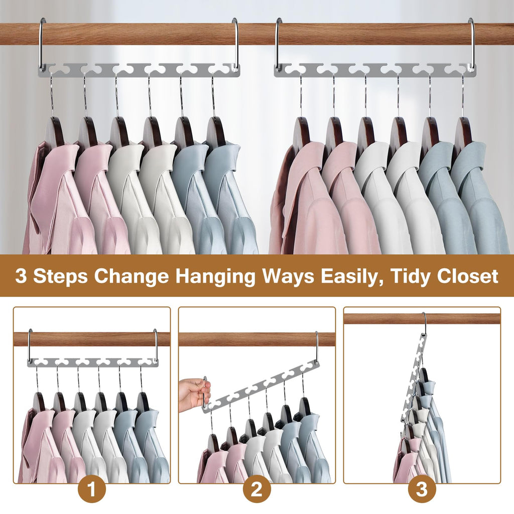 Space Saving Hangers for Clothes 8 Pack, Sturdy Metal Hangers Wardrobe Organizer, Magic Cascading Hanger, Closet