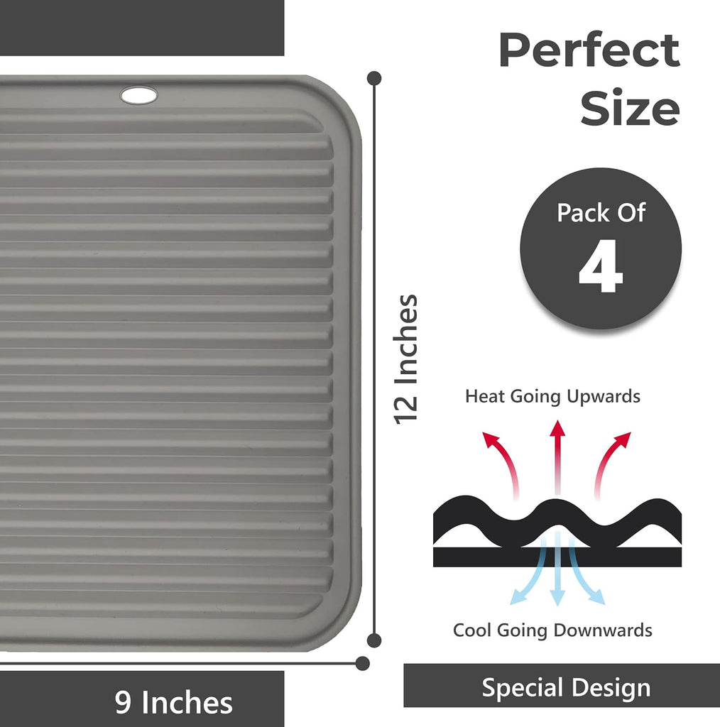 Silicone Trivets for Hot Dishes, Pots, Pans (4 Pack) - Heat-Resistant Pot Holders Countertop Mats - Silicone Trivet - Set of 4
