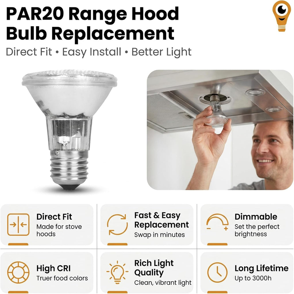 Par 20 3 Pack FL25 35PAR20/FL 35 Watt Halogen Spot Light Bulb Replacement 120V 130V Base Flood Beam Lighting Range