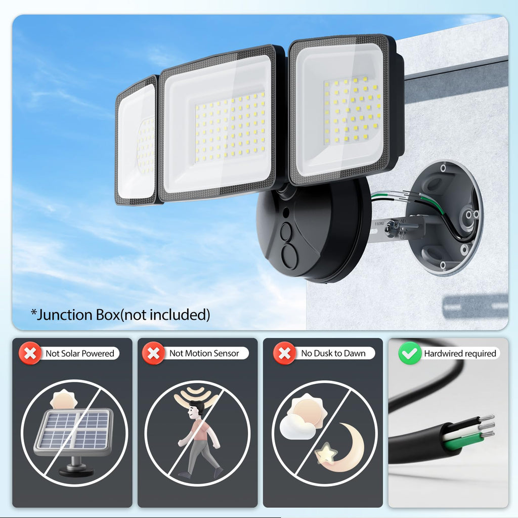 LED Security Light, Outdoor Flood Light Switch Controlled, IP65 Waterproof LED Exterior Floodlight