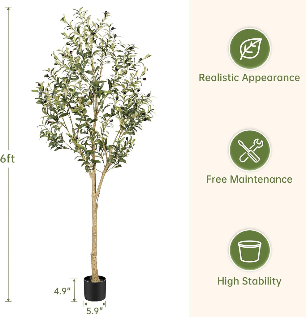 6FT Artificial Olive Tree Indoor with Realistic Appearance