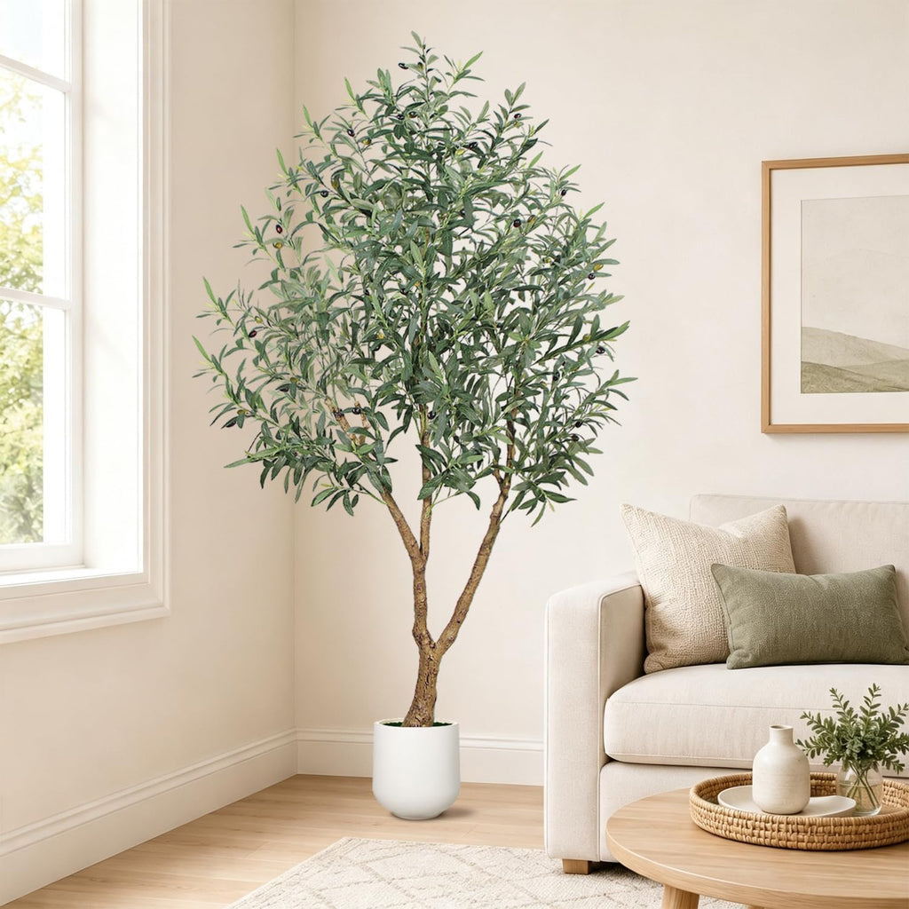 6FT Olive Trees Artificial Indoor - Fake Olive Tree Artificial Plants Indoor Fake Trees with Lifelike Fruits and
