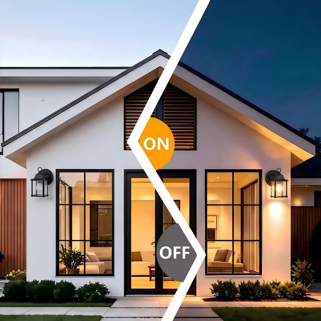 8.2" Outdoor Porch Light E26 Aluminum Glass Black, 2 Pack