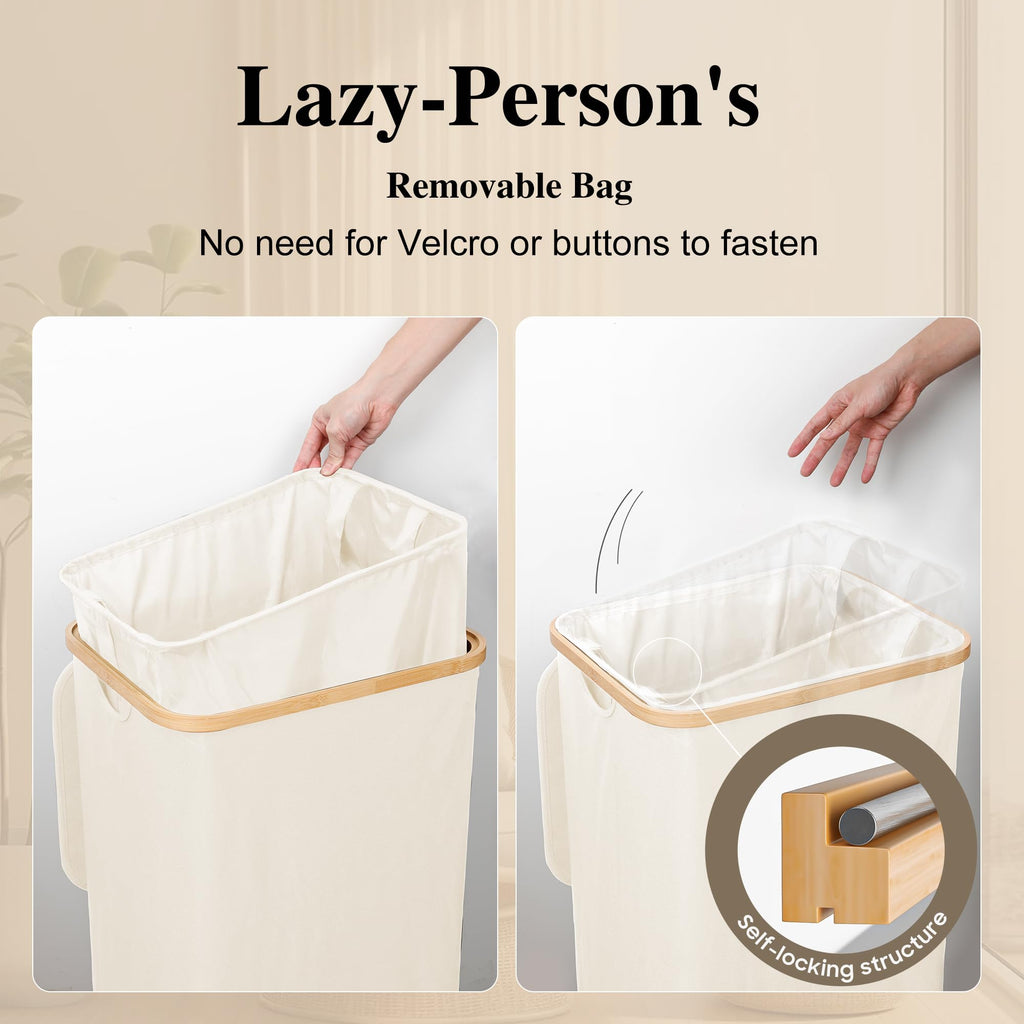 Large Laundry Hamper, 75L Waterproof Laundry Basket with Lid and Removable Bag, Collapsible Tall Clothes Hamper with
