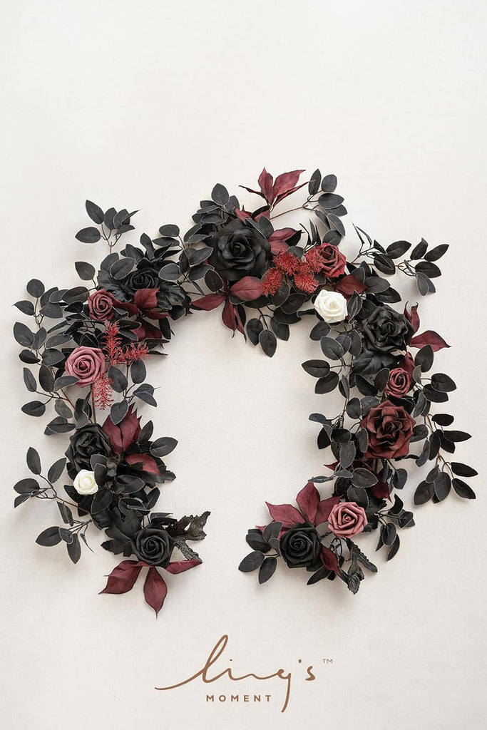 5 FT Black Artificial Flower Garland
