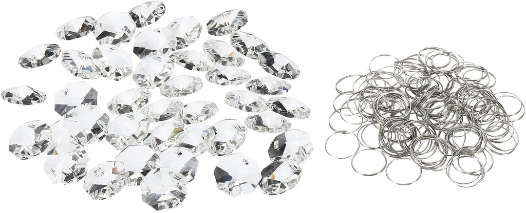 K9 Crystal Octagon Beads 2 Holes Pendants with Ring