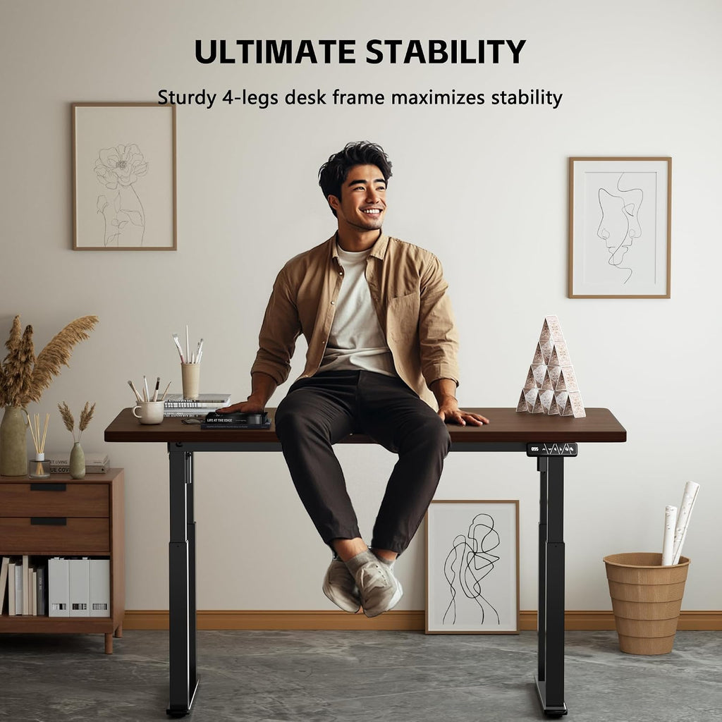 4-Leg Electric Standing Desk Frame | Heavy-duty 4-leg standing desk frame supports 264 lbs, providing superior