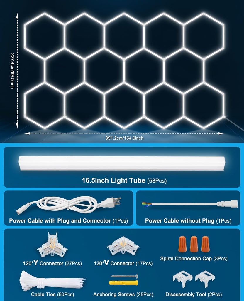 Hexagon led Lights: DIY Ceiling LED Light Hexagon Garage Lights