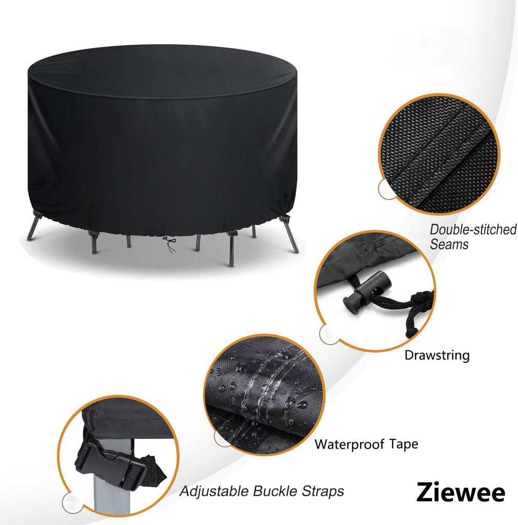Patio Furniture Covers - Waterproof Round 420D Garden Dining Table & Chair Set Covers - 72"Dia x 28"H