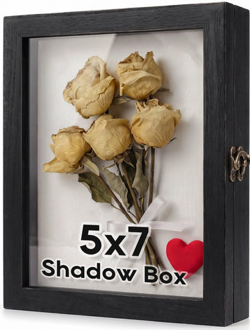 Small Shadow Box 5x7 Memory Display Case Wood icture Frame Black