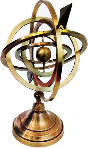 14 inches Large Antique Armillary Sphere Globe Replica Gift; Vintage Table Decor and Gift (Multicolored)