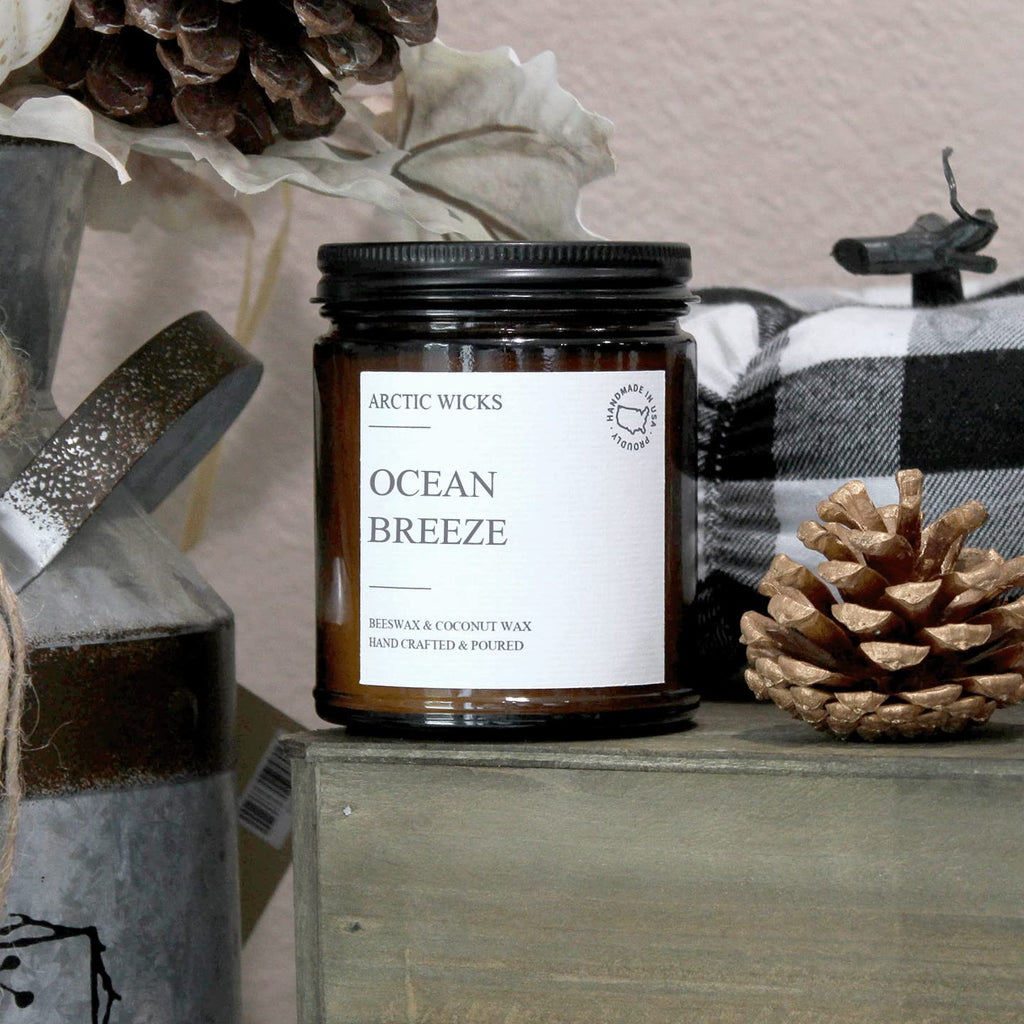 Scented Coconut Beeswax Candles | Coconut Beeswax Non Toxic Candle 9oz Amber | Farmhouse Candles Non-Toxic Clean Burn