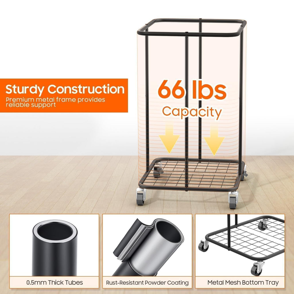Hamper with Wheels, 150L Rolling Laundry Basket with Bag & Handles
