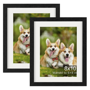 8x10 Picture Frames with 6x8 Mat Set of 2, Black