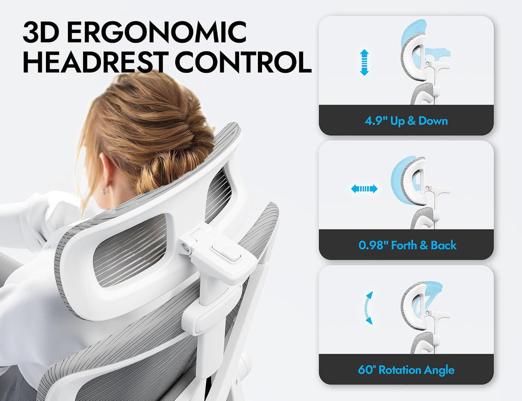 Ergonomic Office Chair: Mesh Desk Chair Comfy with Headrest& Lumbar Support | Big and Tall Office Chairs with Wheels
