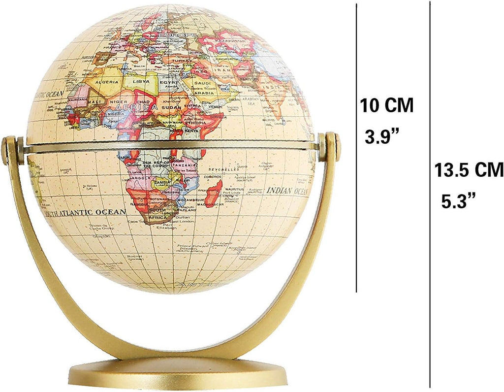 Mini Antique Globe 4-inch / 10 cm - Swivels in All Directions Educational, Decorative, Unique, Small World, Desktop