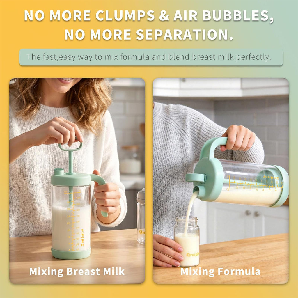 32oz Borosilicate Glass Formula Mixing Pitcher, BPA-Free Leakproof Breastmilk Fridge Storage Container, Wide Mouth