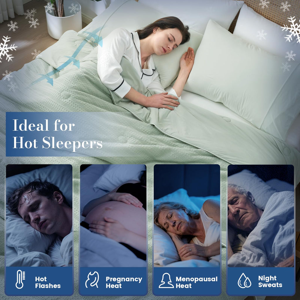 Waffle Cooling Comforter Twin for Hot Sleepers, Sage Green