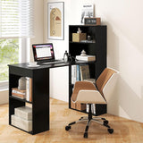Computer Desk with Bookshelf, Writing Study Desk with Storage Shelves & CPU Stand, Modern Compact Computer Workstation