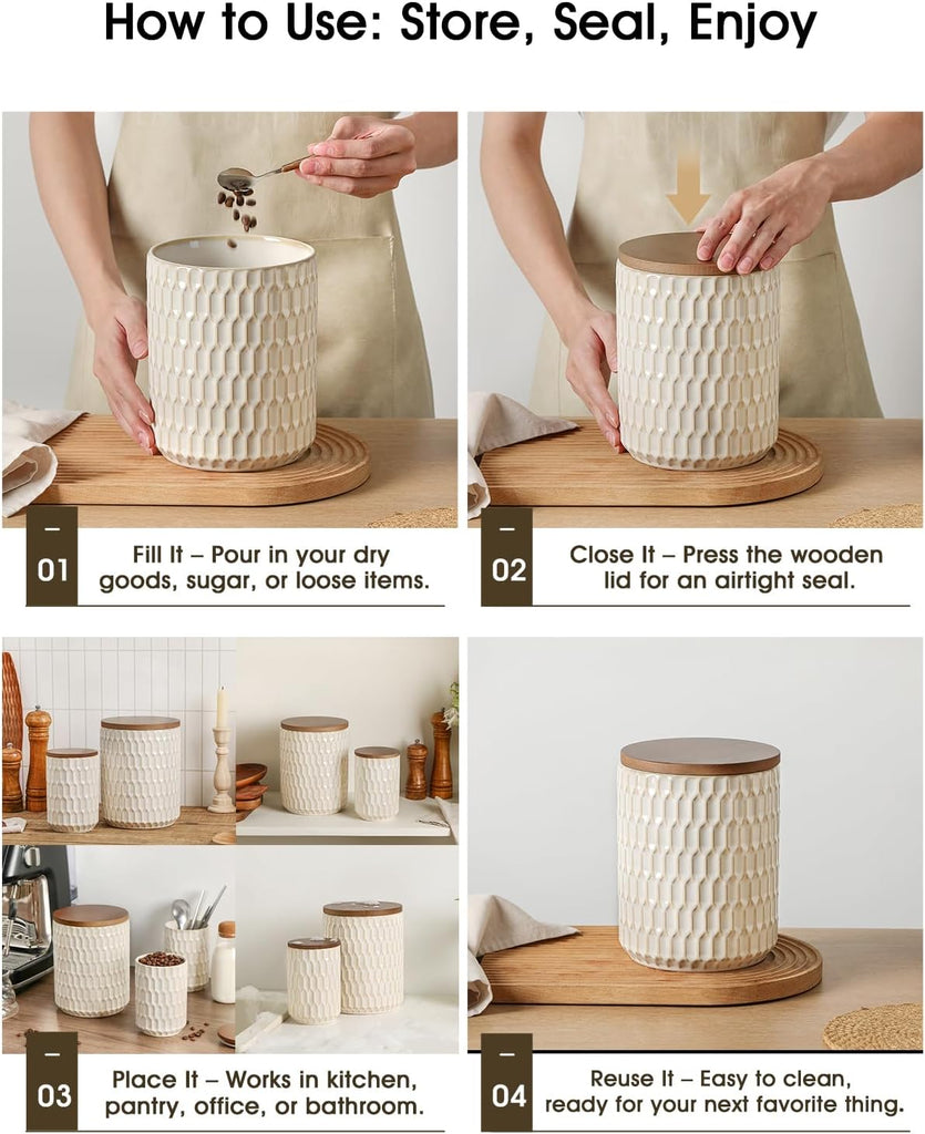 Ceramic Canister Set, Flour Sugar Storage Containers