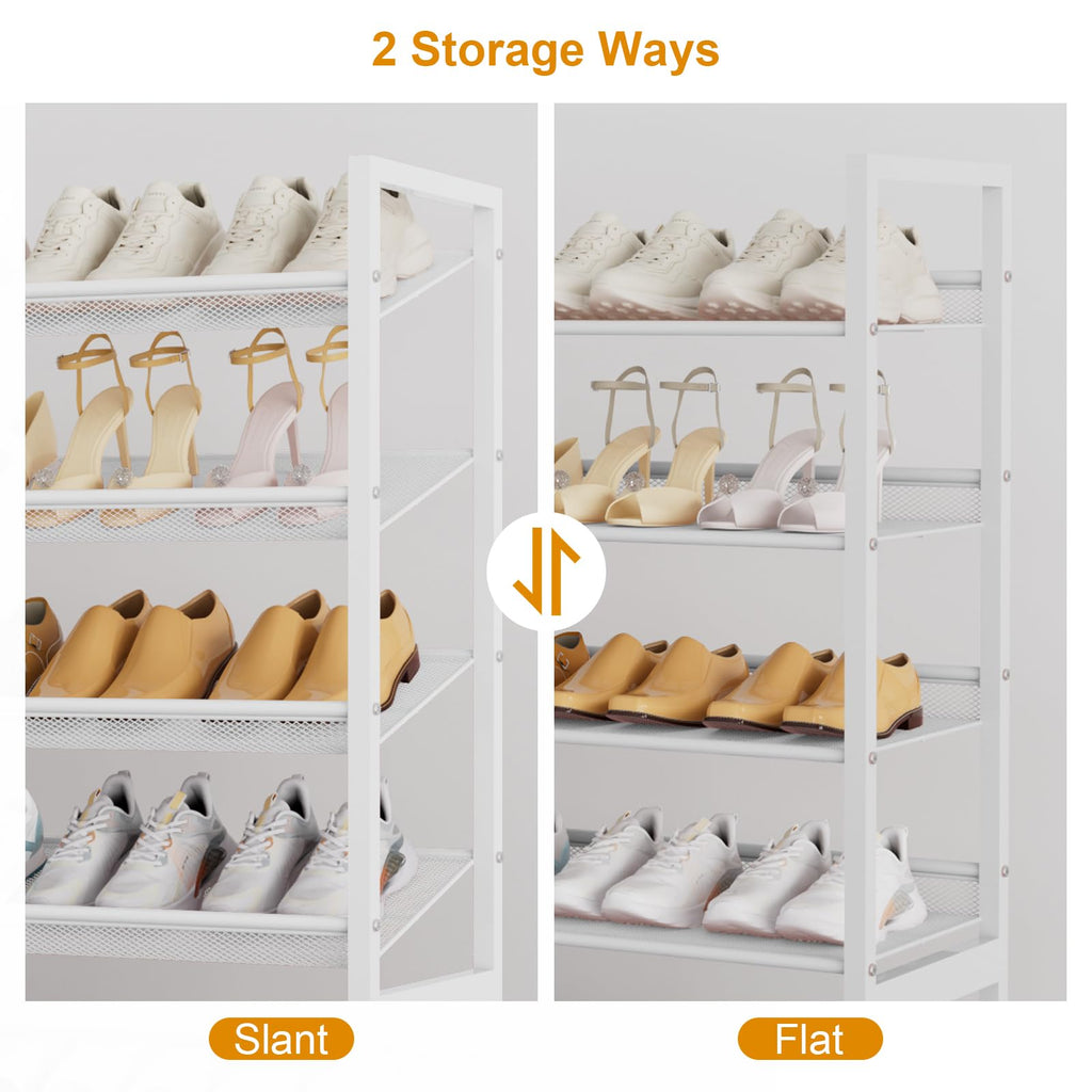 Large Shoe Rack 8 Tier Shoe Organizer, Heavy Duty Metal 4-Tier Stackable Shoe Storage Vertical Shoe Rack for Closet