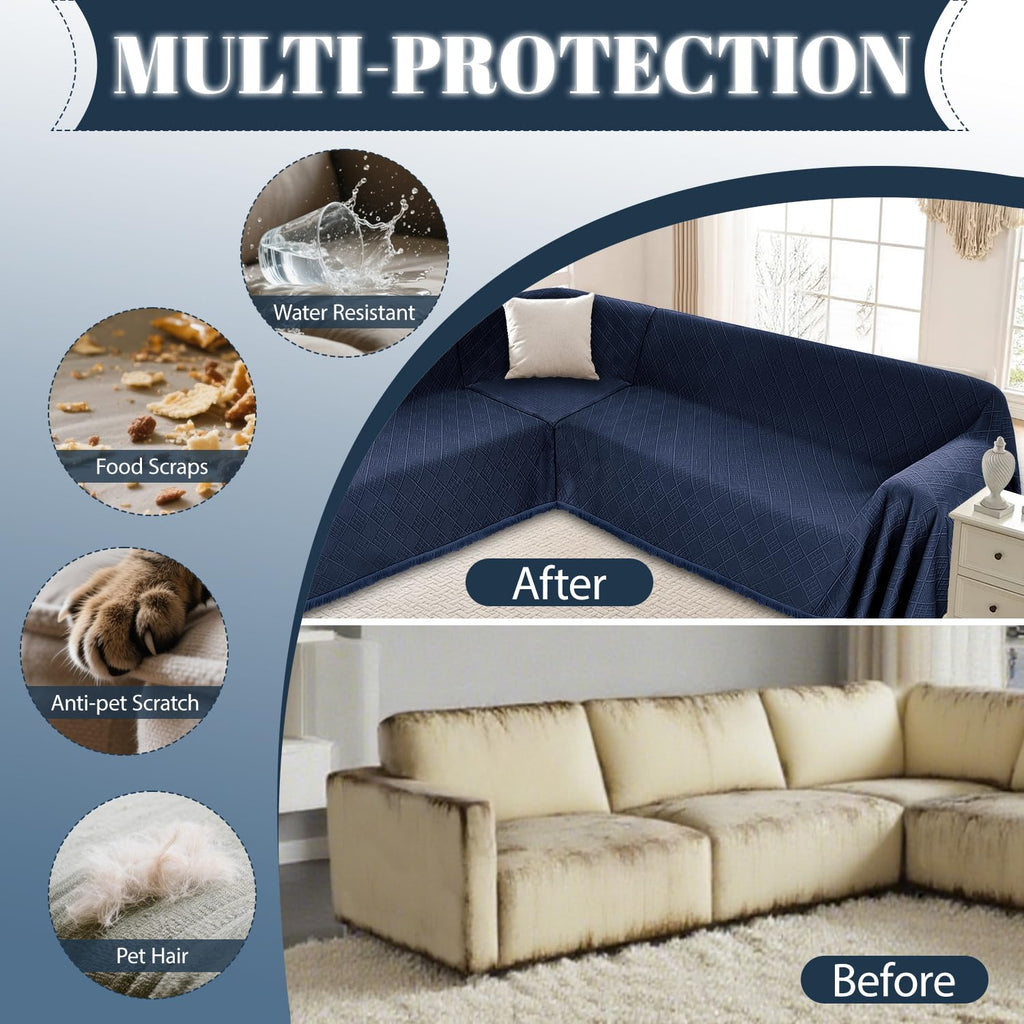 Waterproof Sectional Couch Covers Sectional Sofa Cover L Shaped Corner Sofa Slipcovers Blanket for Dogs Pets Washable