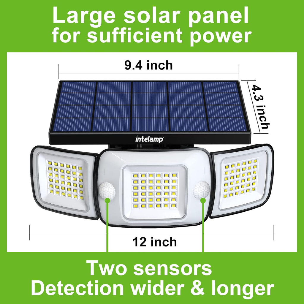Solar Outdoor Lights, Motion Sensor with Dual Sensors Waterproof | Solar Flood Lights 270°Wide Angle for Outside with