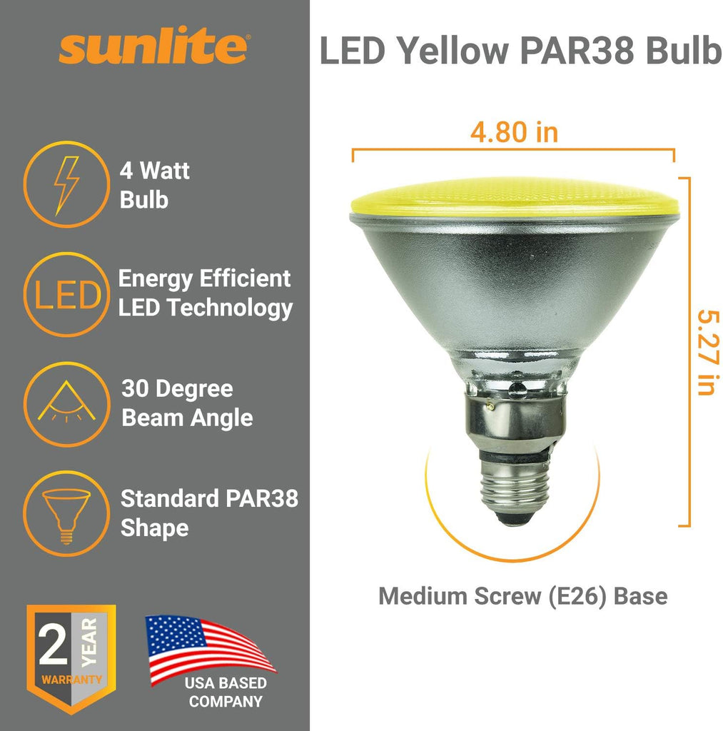 LED PAR38 Colored Light Bulb, 4 Watts, (25W Equivalent), E26 Medium Base, 30,000 Hour Lifespan