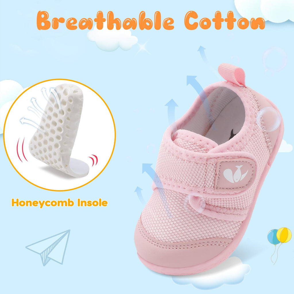 Baby First Walker Shoes Boys Girls Canvas Shoes Newborn Crib Shoes Anti-Slip Star Sneaker Pink