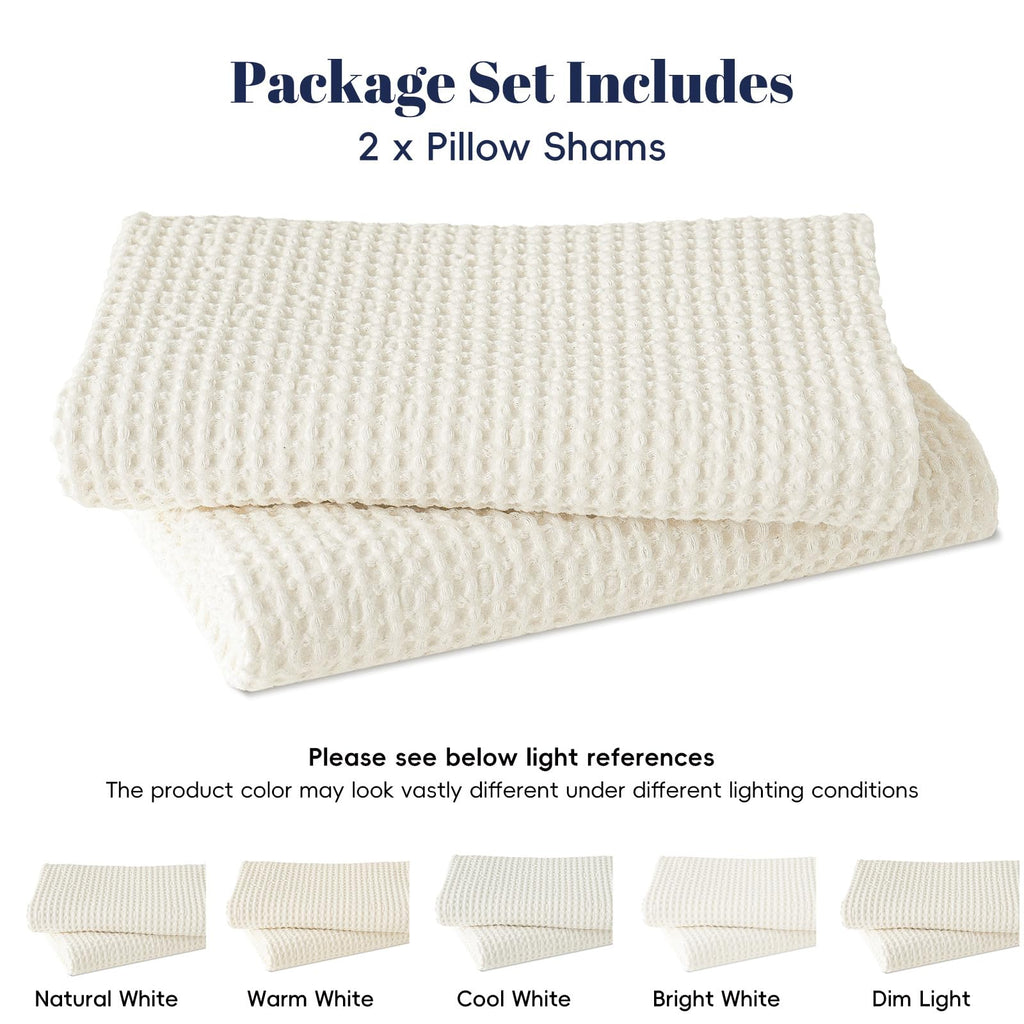 Cotton Waffle Euro Shams 26" x 26", Cream, No Insert