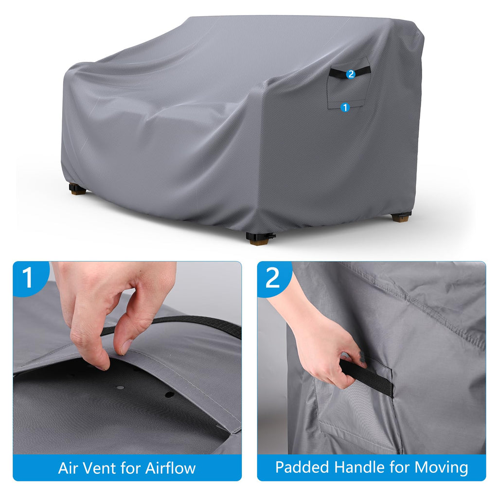 3-Seater Outdoor Patio Sofa Cover Waterproof 90"W×34"D×32"H Grey