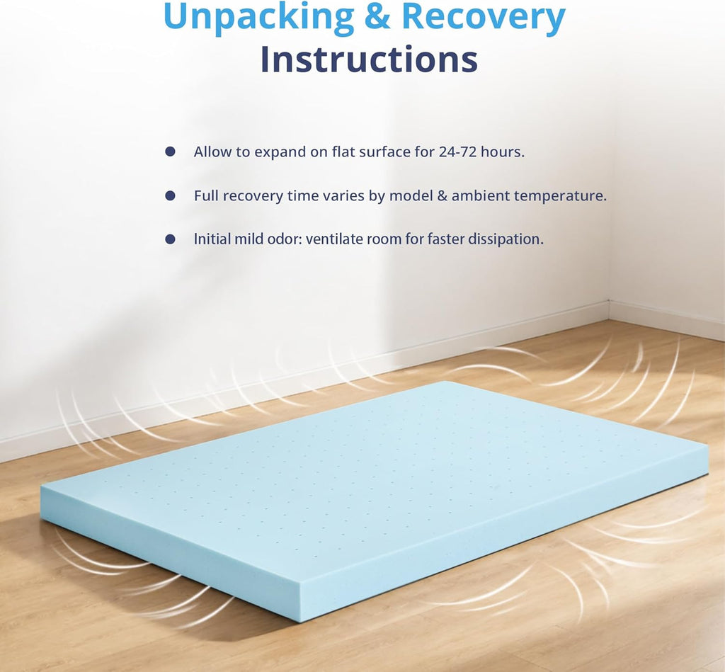 3 Inch King Memory Foam Mattress Topper- Cooling Gel Infused | Pressure Relieving Pad in a box, Dorm Room Essentials