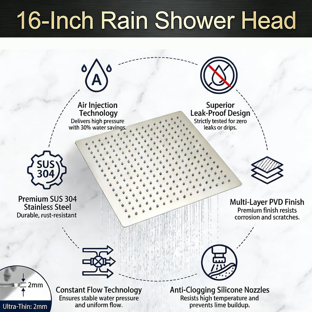 16 Inch Rain Shower Head,Rainfall Showerhead ,Brushed Nickel