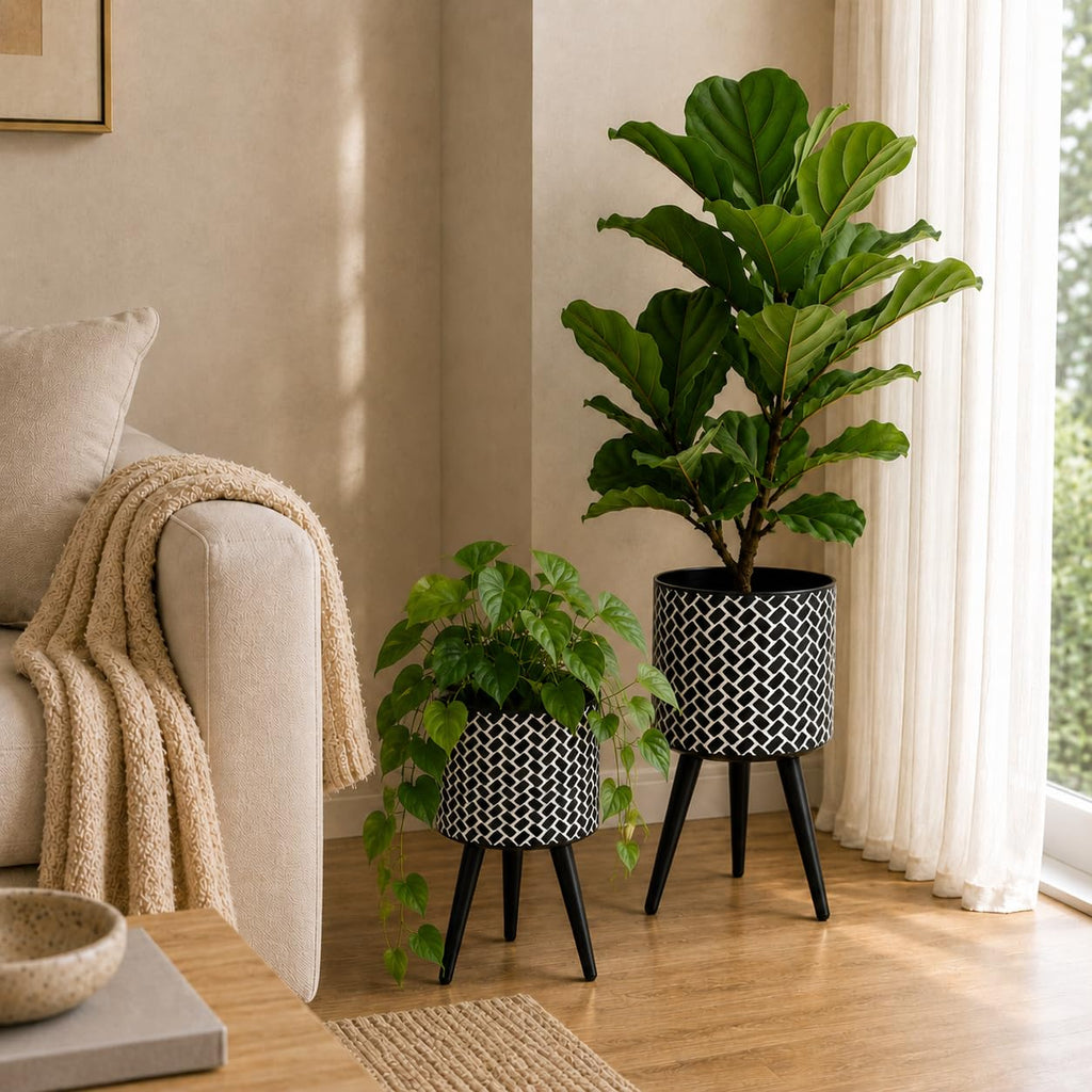 Metal Plant Pots with Legs Set of 2 Standing Planter Tripod
