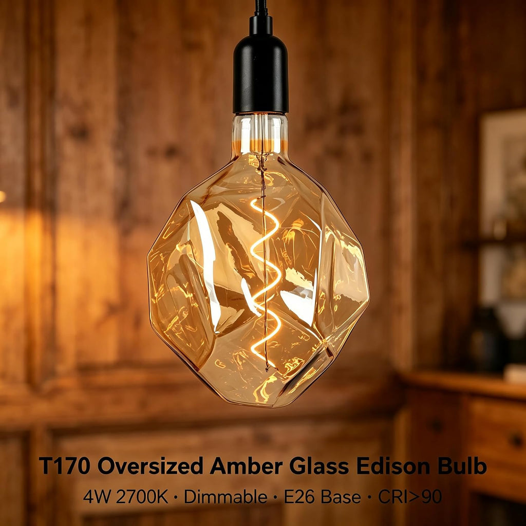 T170 Large Oversized Edison LED Filament Bulb, 4W Dimmable