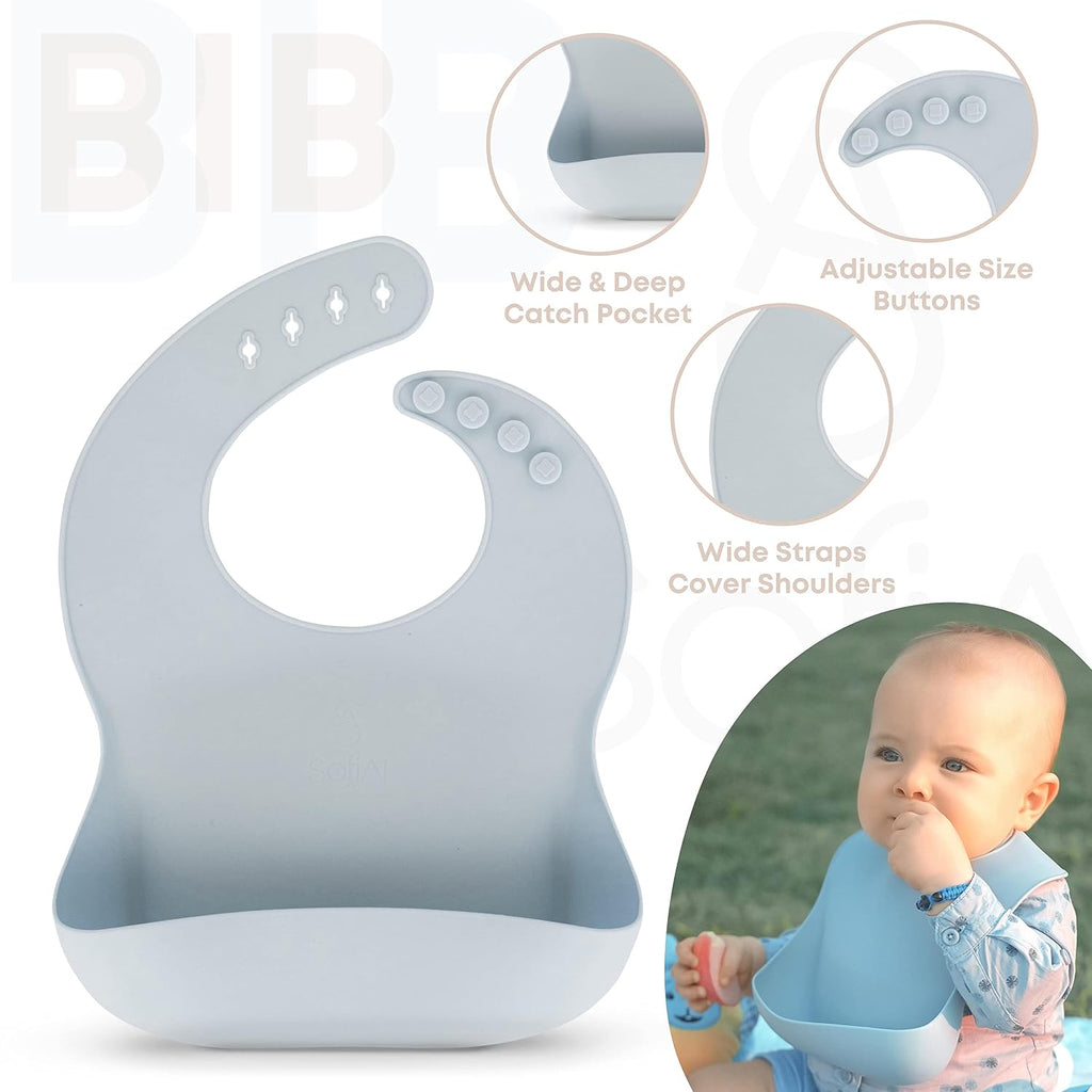 BPA-Free Non-Toxic Silicone Baby Feeding Set - Suction Plate, Bowl, Bib & Cup - Piece Baby Led Weaning Set
