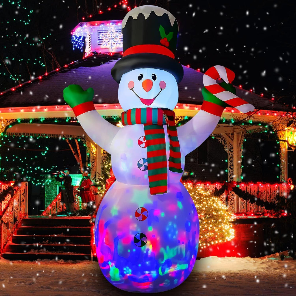 10 Ft Inflatable Christmas Snowman with Candy Decoration for Yard Lawn Garden Home Party Indoor Outdoor