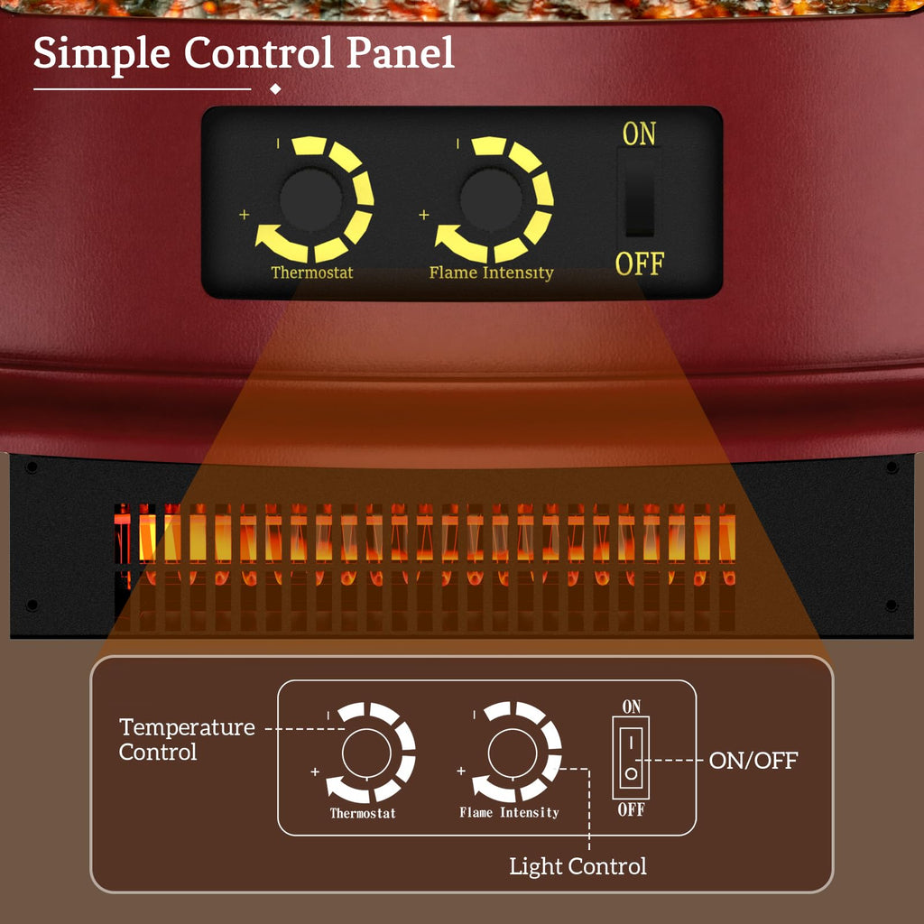 25" Freestanding Electric Fireplace Stove with 3D Flame Effect