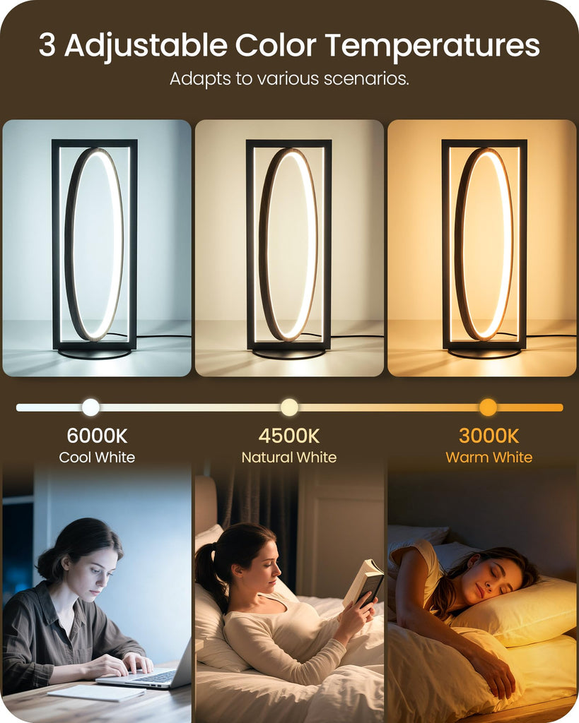 Modern LED Table Lamp, Dimmable Minimalist Bedside Lamp, 3 Color Temperatures, Angle Adjustable, Cute Desk Lamp