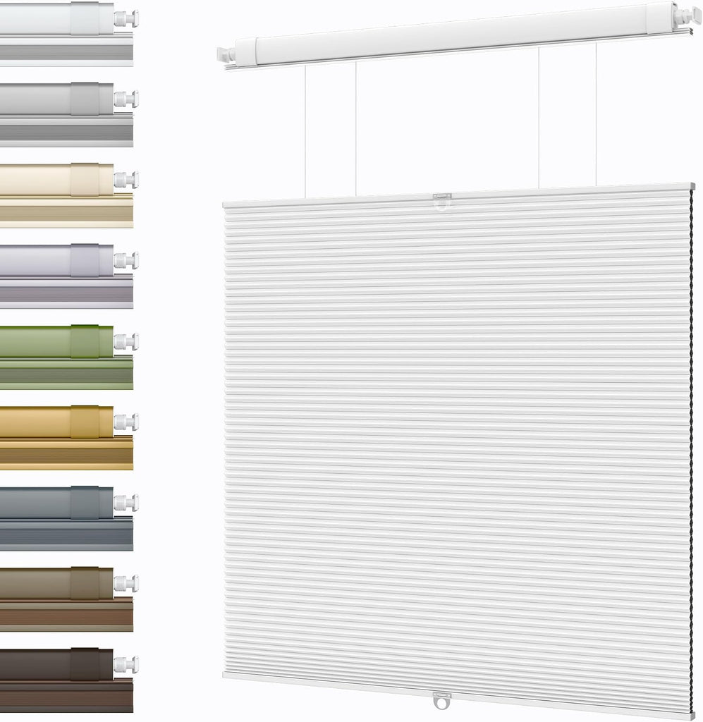 No Drill Top Down Bottom Up Cellular Shades Cordless, No Tool Pull Down Blackout Honeycomb Shades, Room Darkening