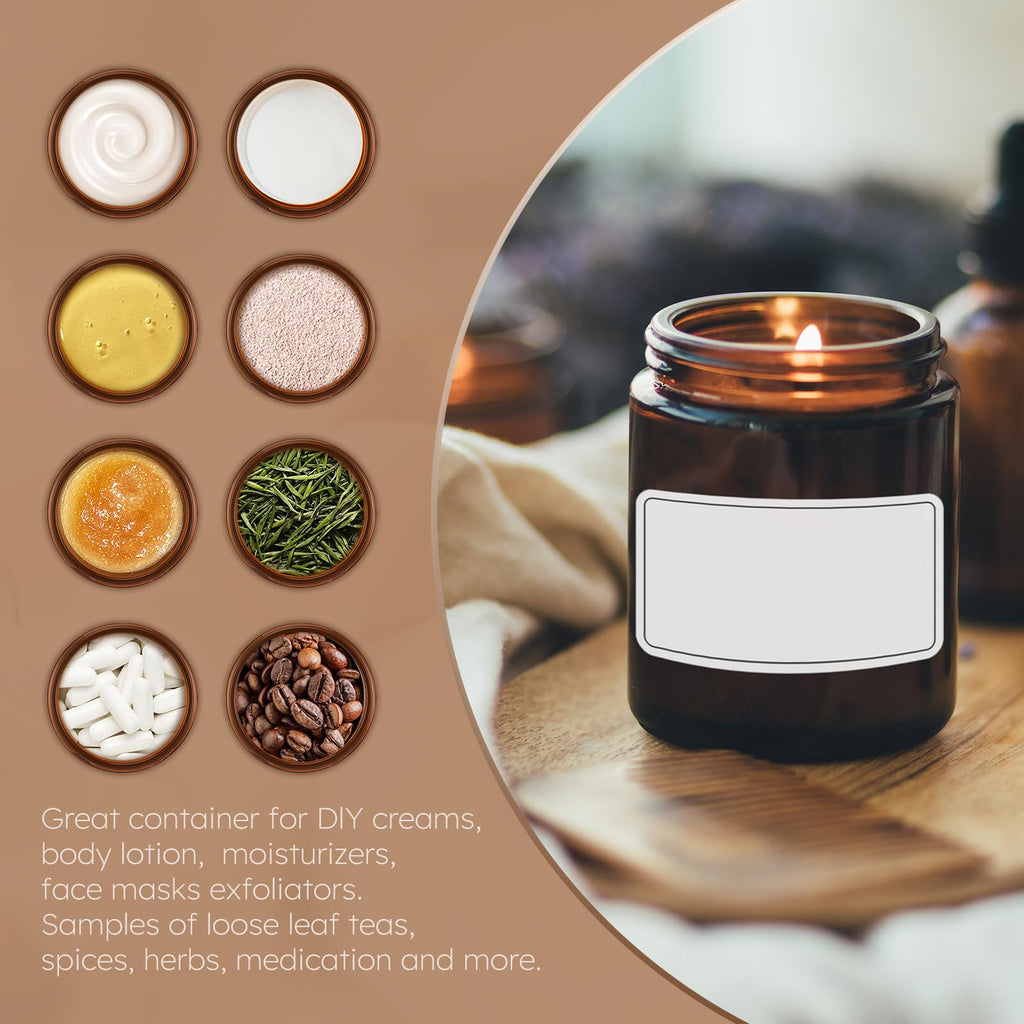 8oz Glass Jars with Lids, 30 Pcs Amber Candle Jars for Making Candles
