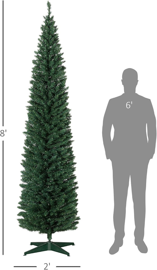 Noble Fir Artificial Pencil Christmas Tree Prelit 8' Green