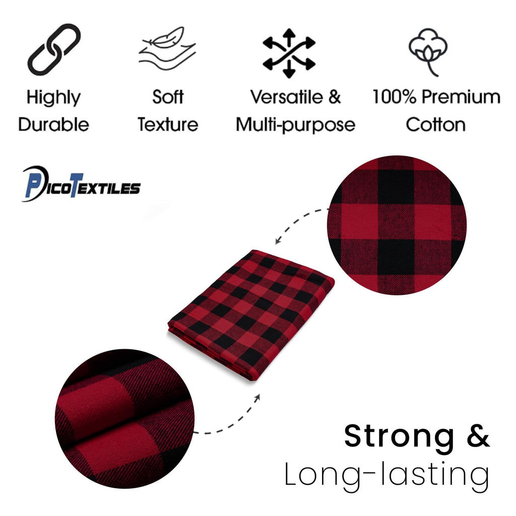 Textiles 3 Yard Bolt Red & Black Buffalo Plaid Flannel Fabric