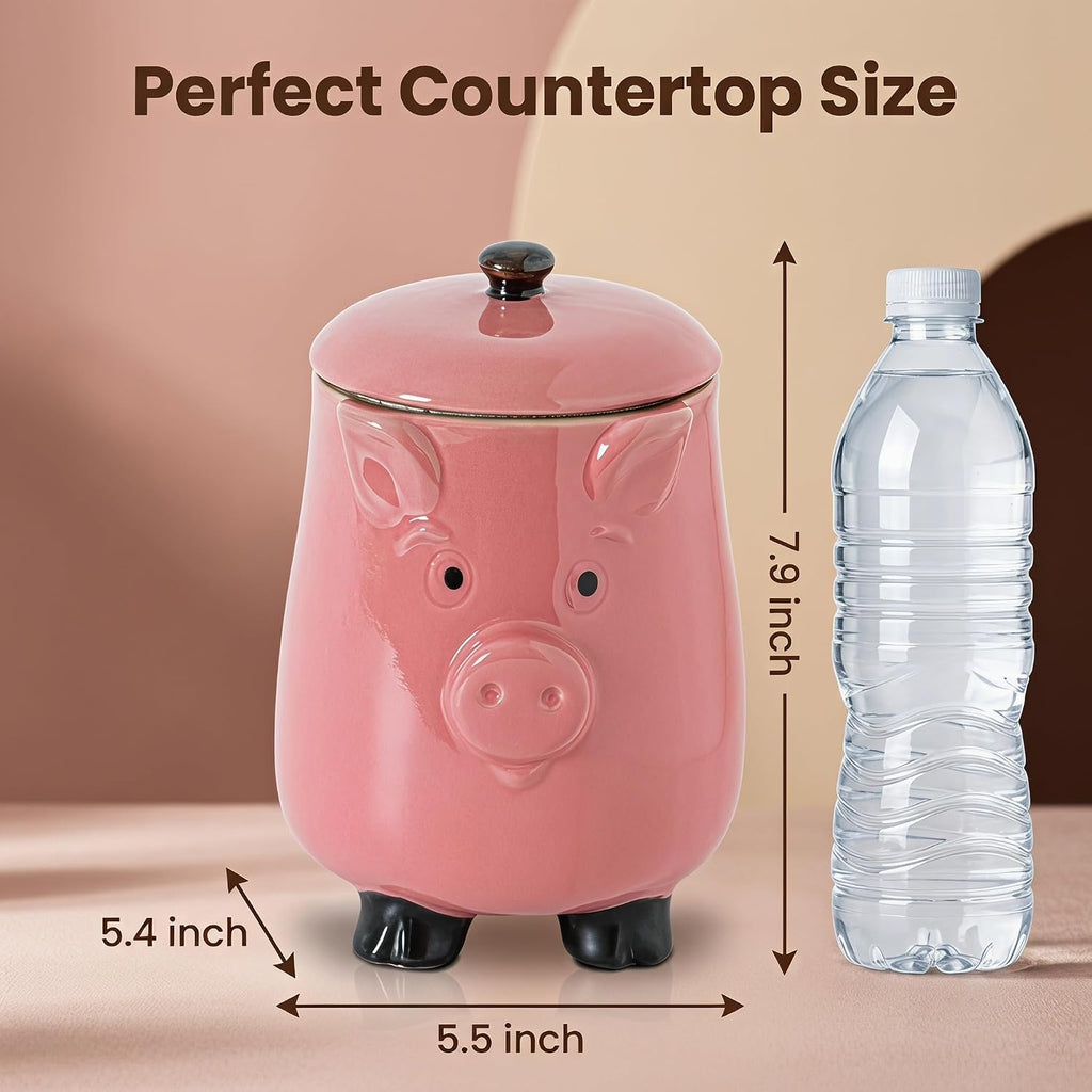 Ceramic Pig Cookie Jar with Airtight Lid Counter Candy Canister