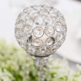 Quintette Candle Holder 5-Arm High Gloss Metallic Metal Tabletop Chandelier with Crystal Dangles, Candelabra, Candle