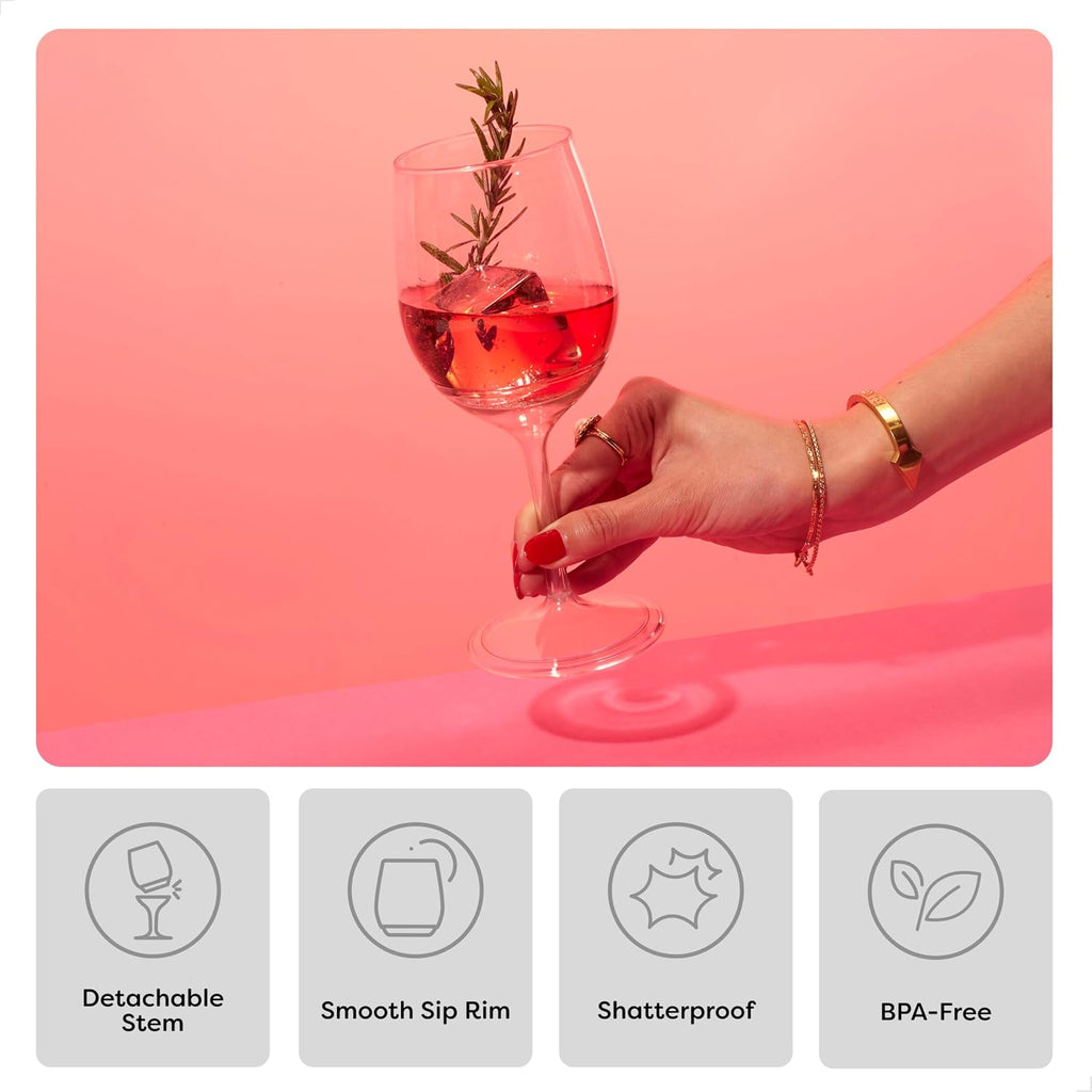 POP 14oz Stemmed Vino SET OF 12, Premium Quality, Recyclable, Unbreakable & Plastic Wine Glasses, 12 Count (Pack of 1)