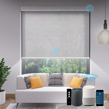 Motorized Light Filtering Shades 70% Blackout Safari Smoke