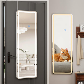 Full Length Mirror Door Hanging with LED Lights 48"x16"
